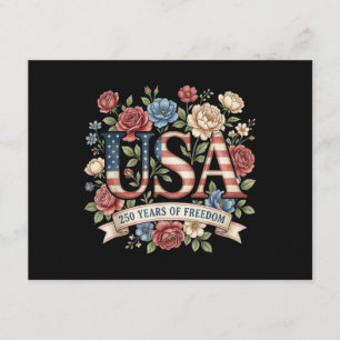 Carte D'accompagnement Fleurs 250 Ans Anniversaire Amérique USA 250e Bi