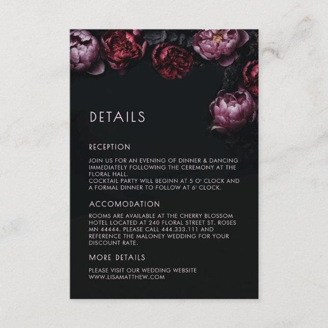 Carte D'accompagnement Fleurs 3D Sombres Humeur (Devant)