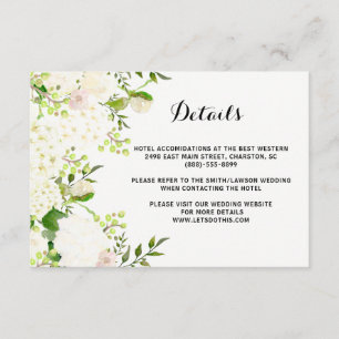 Carte D'accompagnement Fleurs blanches épousant des ventes au détail,