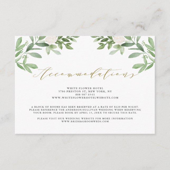 Carte D'accompagnement Fleurs blanches et espaces verts Mariage (Devant)