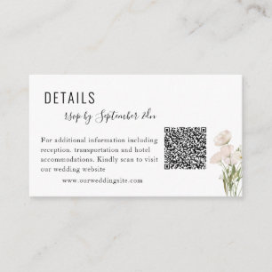 Carte D'accompagnement Fleurs blanches Végétation Succulent Mariage Qr Co