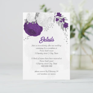 Carte D'accompagnement fleurs blanches violettes détails botaniques argen