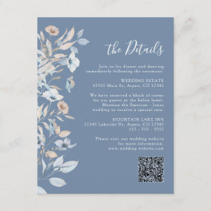 Carte D'accompagnement Fleurs Bleu Poussiéreux
