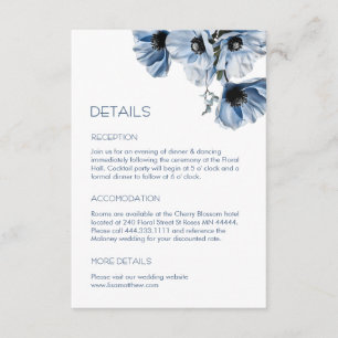 Carte D'accompagnement Fleurs Bleues Blanches Casual