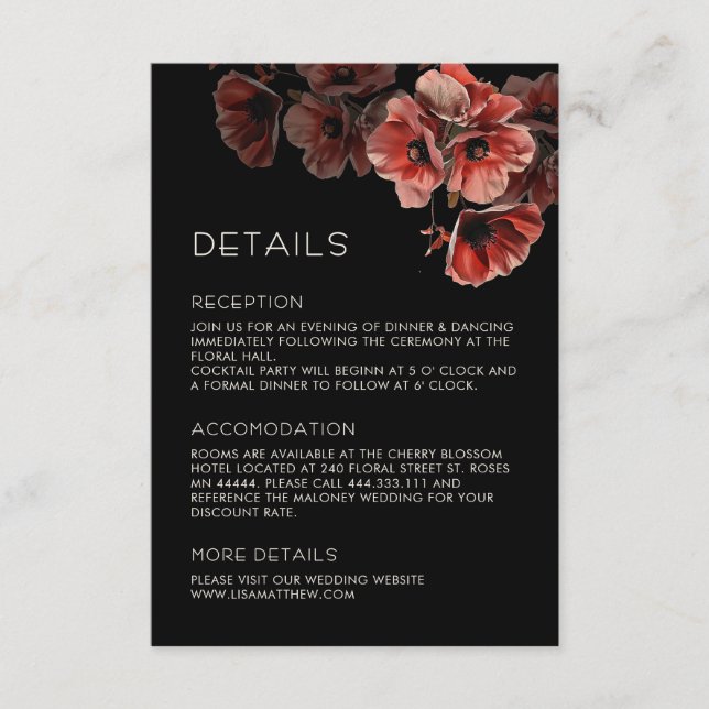 Carte D'accompagnement Fleurs Bleues Casual Blanc (Devant)