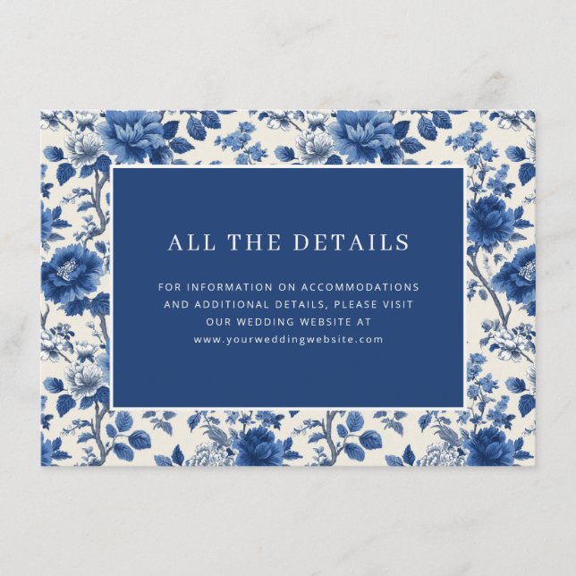 Carte D'accompagnement Fleurs bleues élégantes (Devant)