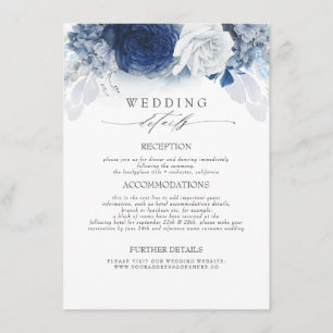Carte D'accompagnement Fleurs bleues Informations Mariage