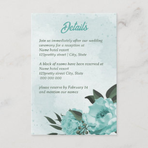 Carte D'accompagnement fleurs bleues mariage