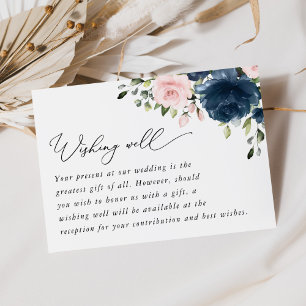 Carte D'accompagnement Fleurs Bleues Marine, Fleurs Roses, Bien Envie