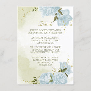 Carte D'accompagnement fleurs bleues romantiques détails de verdure