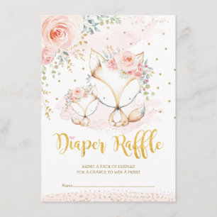 Carte D'accompagnement Fleurs Boho Blush Baby Fox Déchets Raffle