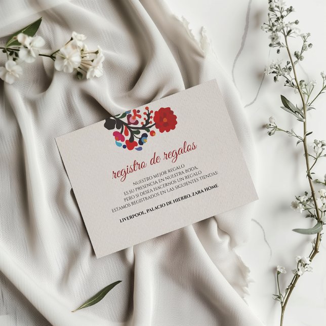 Carte D'accompagnement Fleurs Botaniques Colorées Mariage Espagnol (Floral Colorful Botanical Flowers Spanish Wedding Enclosure Card)