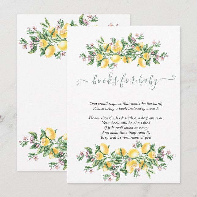Carte D'accompagnement Fleurs botaniques de citrons à l'aquarelle (Devant / Derrière)
