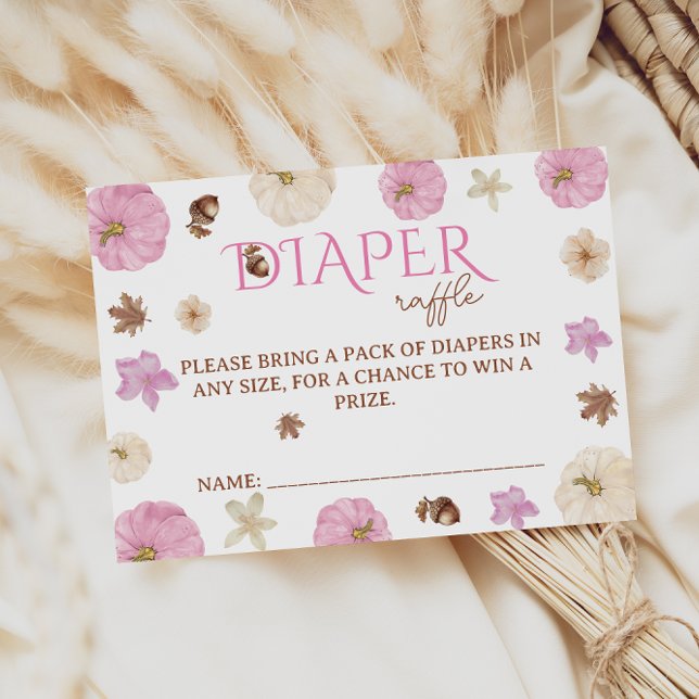 Carte D'accompagnement Fleurs Citrouilles roses Baby shower Déchets Raffl (Créateur téléchargé)