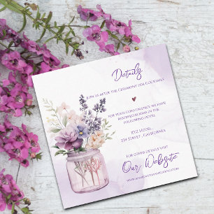 Carte D'accompagnement Fleurs Dans Mason Jar Purple Floral Mariage Détail