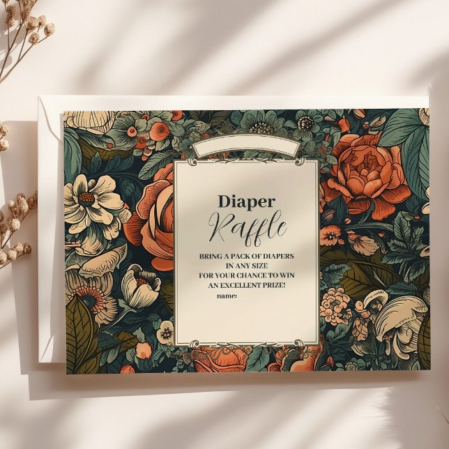 Carte D'accompagnement Fleurs d'aquarelle vintages Raffle Diapper (Créateur téléchargé)