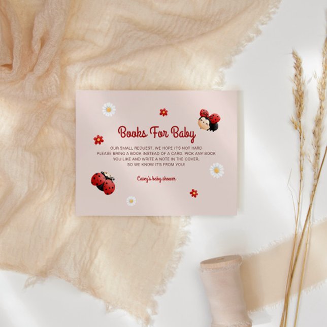 Carte D'accompagnement Fleurs De Baby shower De Ladybug Cute Livres Pour  (Créateur téléchargé)