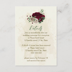 Carte D'accompagnement Fleurs de champagne bourguignonne détails mariage