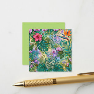 Carte D'accompagnement Fleurs de Fantaisie Jungle Violet Vert Or Rêveur