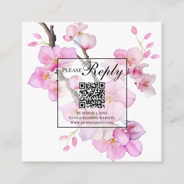 Carte D'accompagnement Fleurs de fleurs rose aquarelle (Devant)