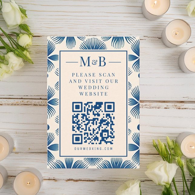 Carte D'accompagnement Fleurs de mariage du milieu du siècle | Analyse QR (Créateur téléchargé)