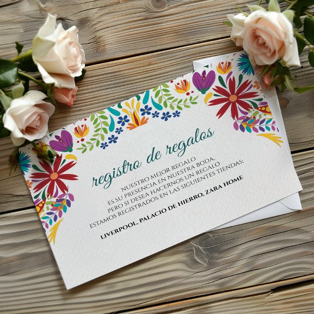 Carte D'accompagnement Fleurs de Nuestra Boda Mariage Botanique Espagnol (Nuestra Boda Flowers Botanical Spanish Wedding Enclosure Card)