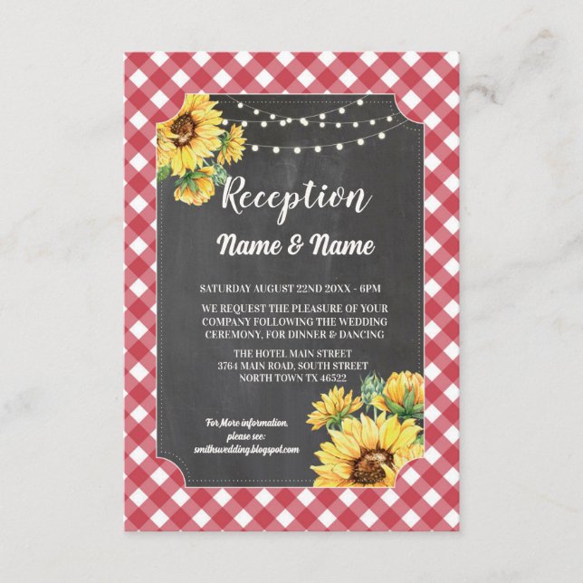 Carte D'accompagnement Fleurs de réception de mariage de tournesol Blanc  (Devant)