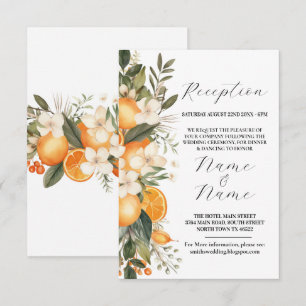 Carte D'accompagnement Fleurs de réception de mariage Fruit d'été Orange