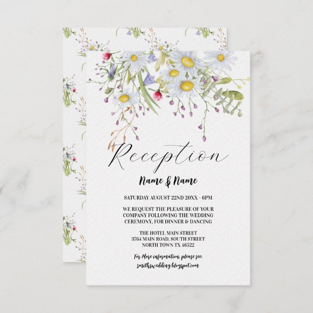 Carte D'accompagnement Fleurs de réception de mariage Printemps Fleur sau (Devant / Derrière)
