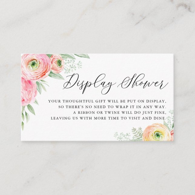 Carte D'accompagnement Fleurs de renoncule rose à l'aquarelle Affichage d (Devant)