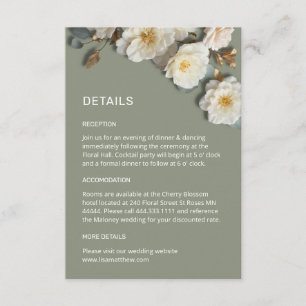Carte D'accompagnement Fleurs de roses 3D blanches