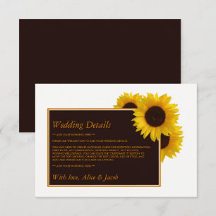 Carte D'accompagnement Fleurs de soleil rustiques - Floral Mariage Détail