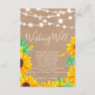Carte D'accompagnement Fleurs de soleil rustiques kraft qui souhaitent bi