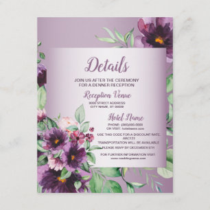 Carte D'accompagnement Fleurs de teinte pourpre Géométrie de verdure Déta