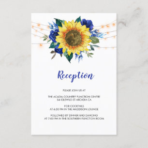 Carte D'accompagnement Fleurs de tournesol Blue Floral Mariage Réception