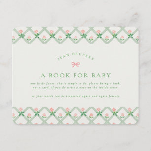 Carte D'accompagnement fleurs douces de cottage core livres pour baby sho