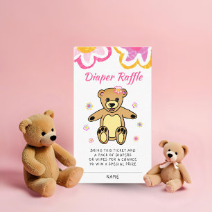Carte D'accompagnement Fleurs d'ours en peluche Baby Shower Tirage au sor