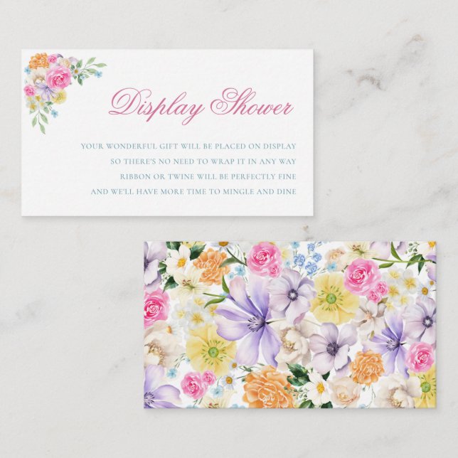 Carte D'accompagnement Fleurs du jardin Fleurie Affichage Fête des mariée (Devant / Derrière)