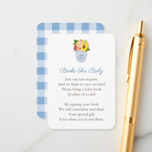 Carte D'accompagnement Fleurs Élégantes d'Automne Baby Shower Apportez Un (Devant/Arrière en situation)