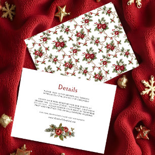 Carte D'accompagnement Fleurs élégantes de Noël hivernal vintage