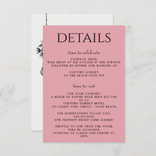 Carte D'accompagnement Fleurs et lanternes roses