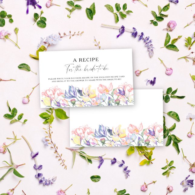 Carte D'accompagnement Fleurs florales - Recette pour la future mariée (Créateur téléchargé)
