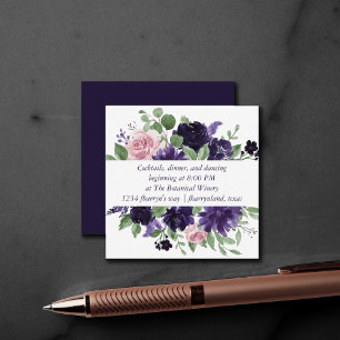 Carte D'accompagnement Fleurs luxuriantes   Réception de roses violettes 