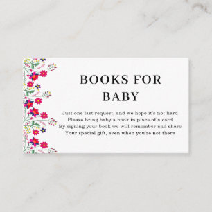 Carte D'accompagnement Fleurs Mexicaines Livres pour Bébé Baby Shower