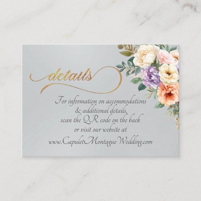 Carte D'accompagnement Fleurs printanières, Code QR - Argent (Devant)