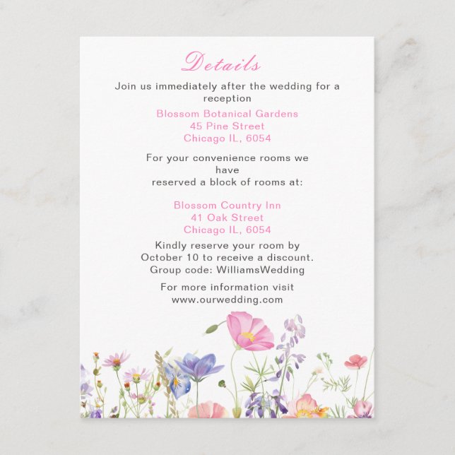 Carte D'accompagnement Fleurs printanières de fleurs sauvages  (Devant)