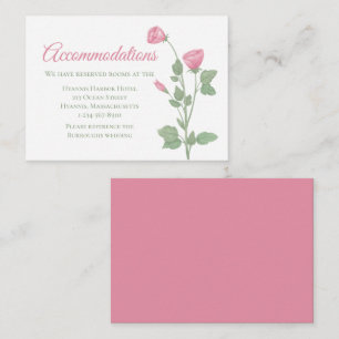 Carte D'accompagnement Fleurs rose printanière Hébergements Mariages
