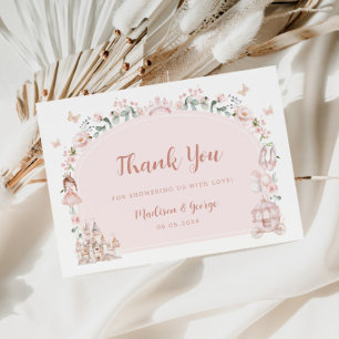 Carte D'accompagnement Fleurs roses en fleur pour la baby shower, merci