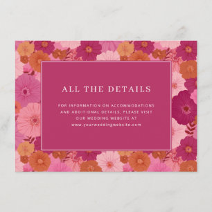 Carte D'accompagnement Fleurs roses joyeuses