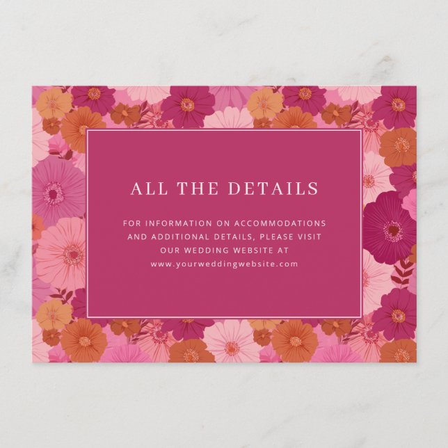 Carte D'accompagnement Fleurs roses joyeuses (Devant)